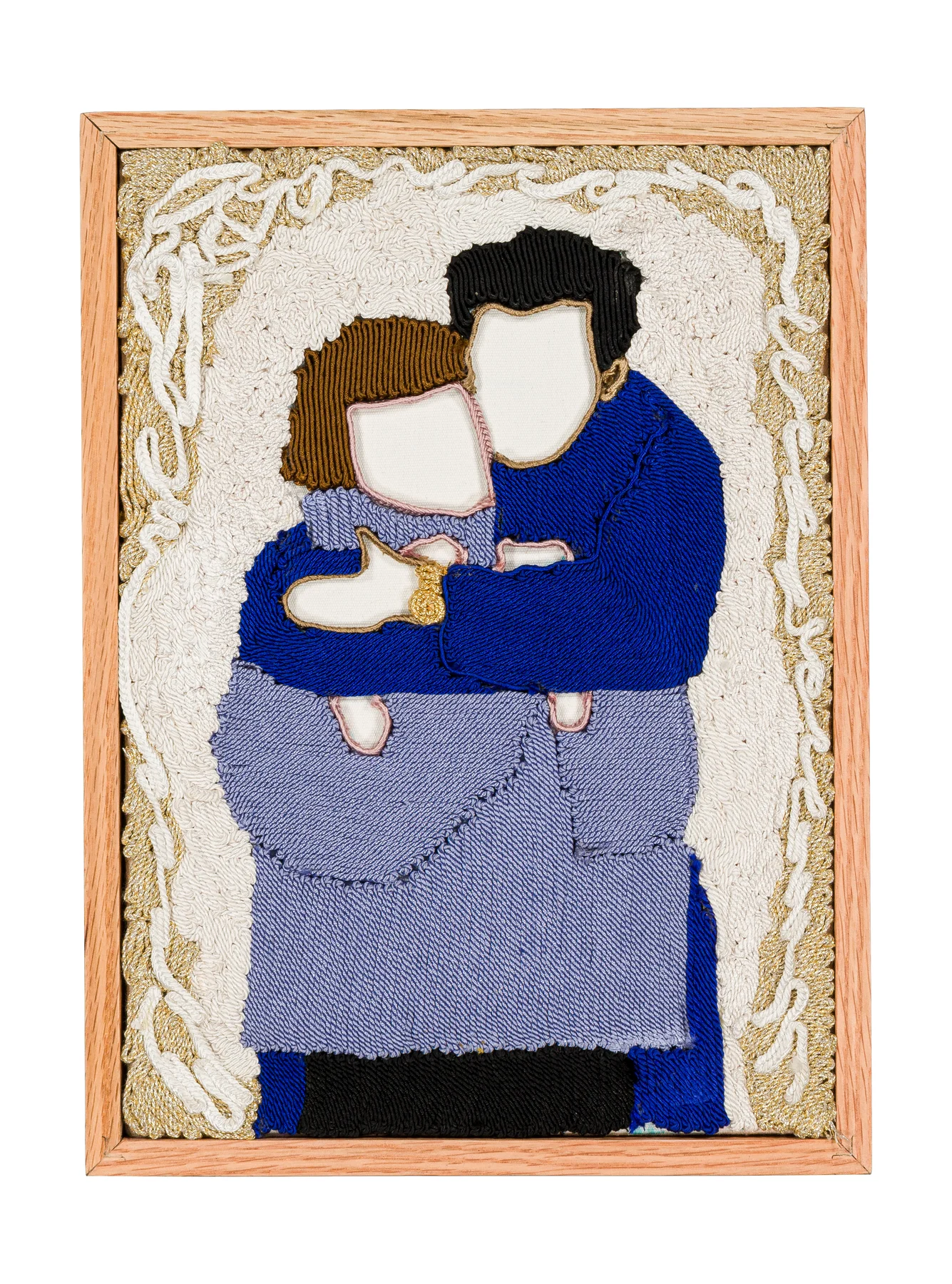 Archives de la tendresse masculine - Celui qui me protège 2, 2026. Sfiffa embroidered by hand on cotton. 24 x 32 cm. Margaux Derhy