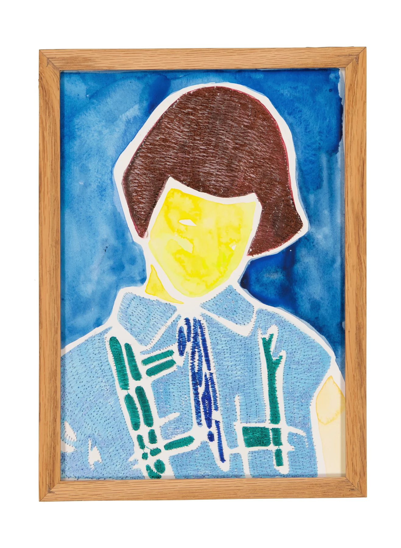 A mother's solace 7, 2024. Watercolor, ink and embroidery on paper. 24 x 32 cm. Margaux Derhy