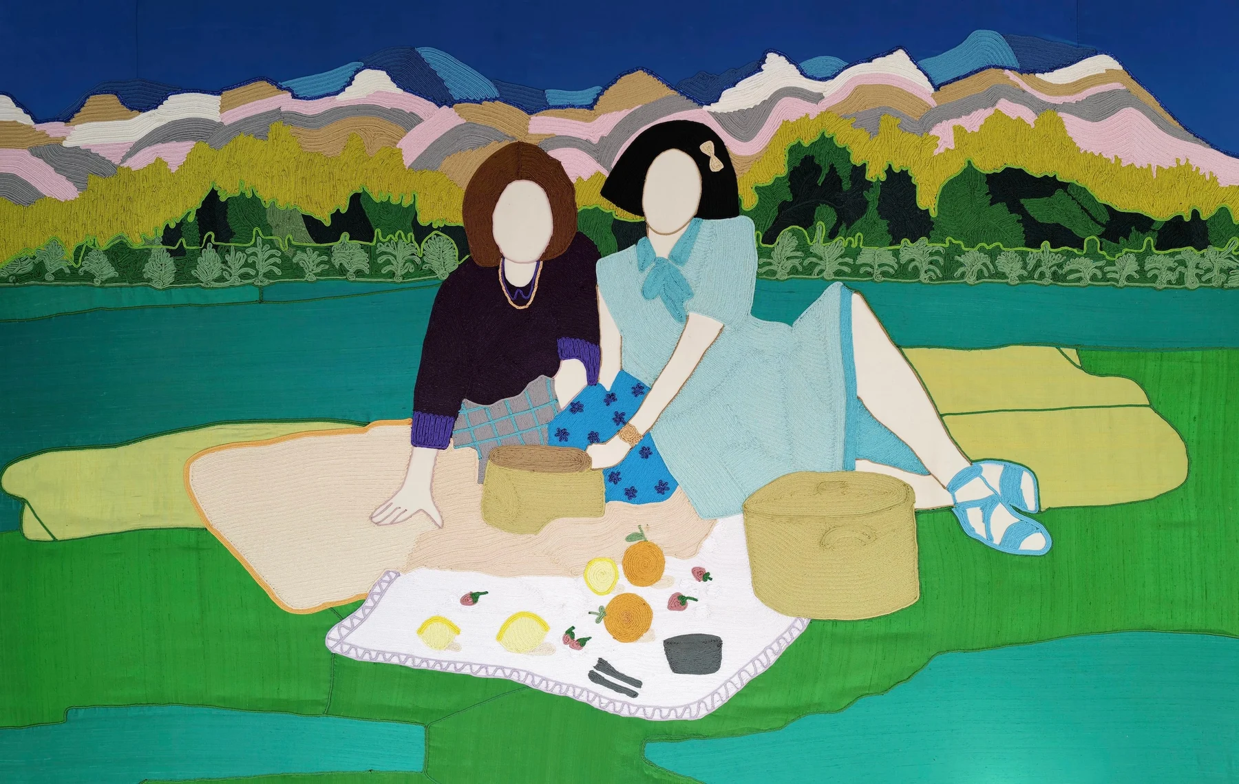 To the one I love 1, 2026. Sfifa embroidery by hand on cotton. 150 x 230 cm. Margaux Derhy