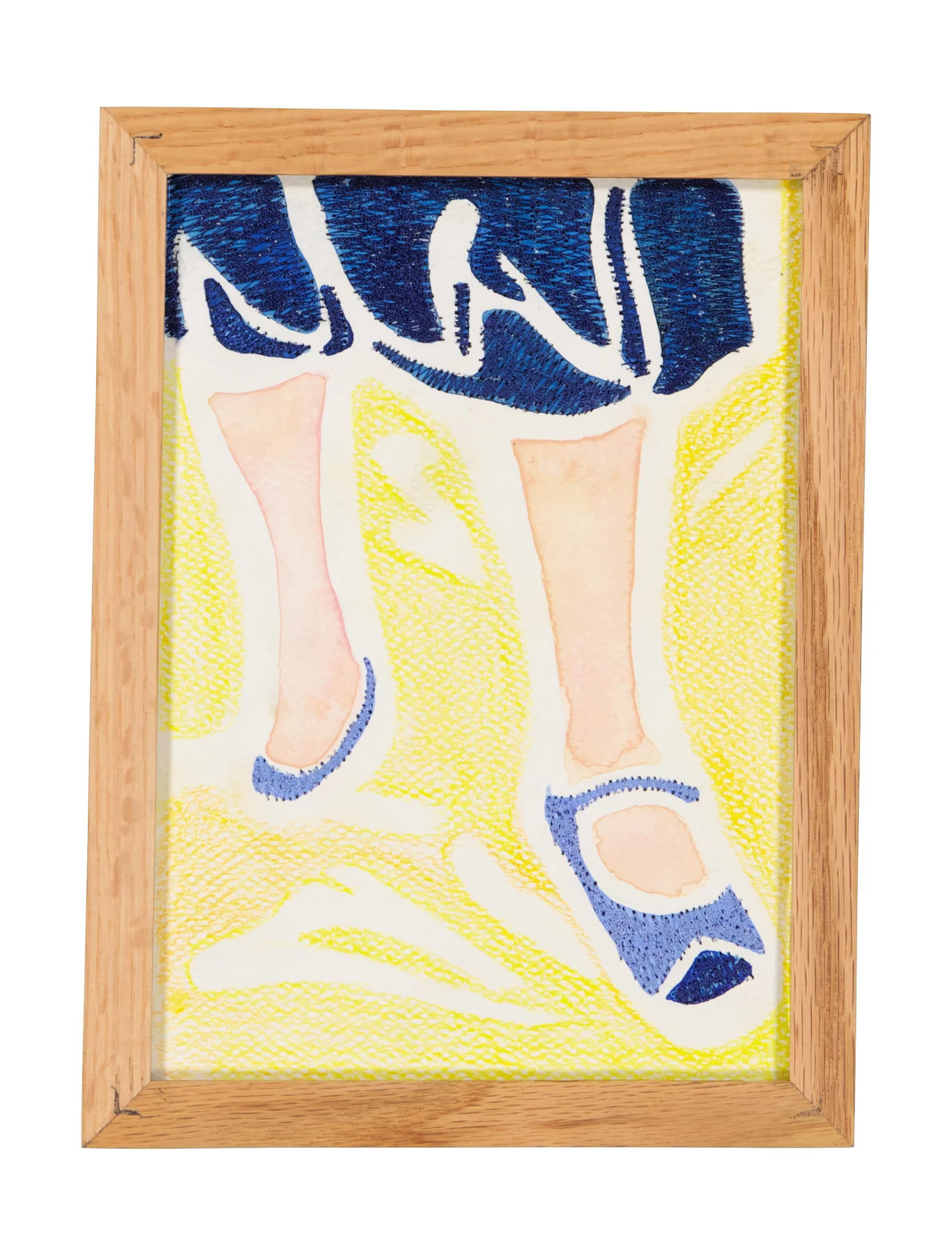 A mother's solace 18, 2024. Watercolor, ink and embroidery on paper - custom-made oak frame with museum-grade glass (UV-protective and anti-reflective). 24 x 32 cm. Margaux Derhy