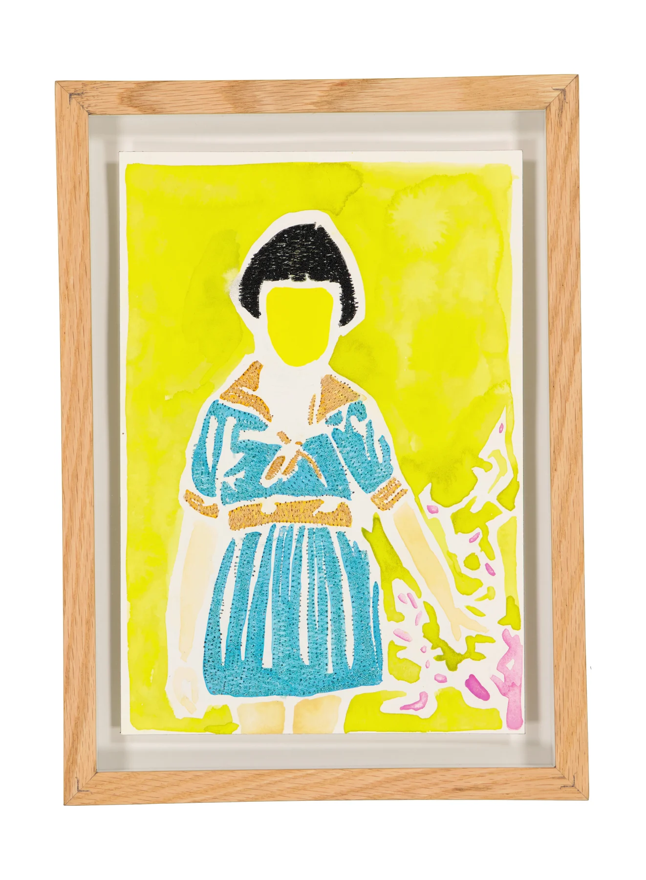 Tendres Boutons 11, 2024. Watercolor and embroidery on Arches paper. 18 x 26 cm. Margaux Derhy