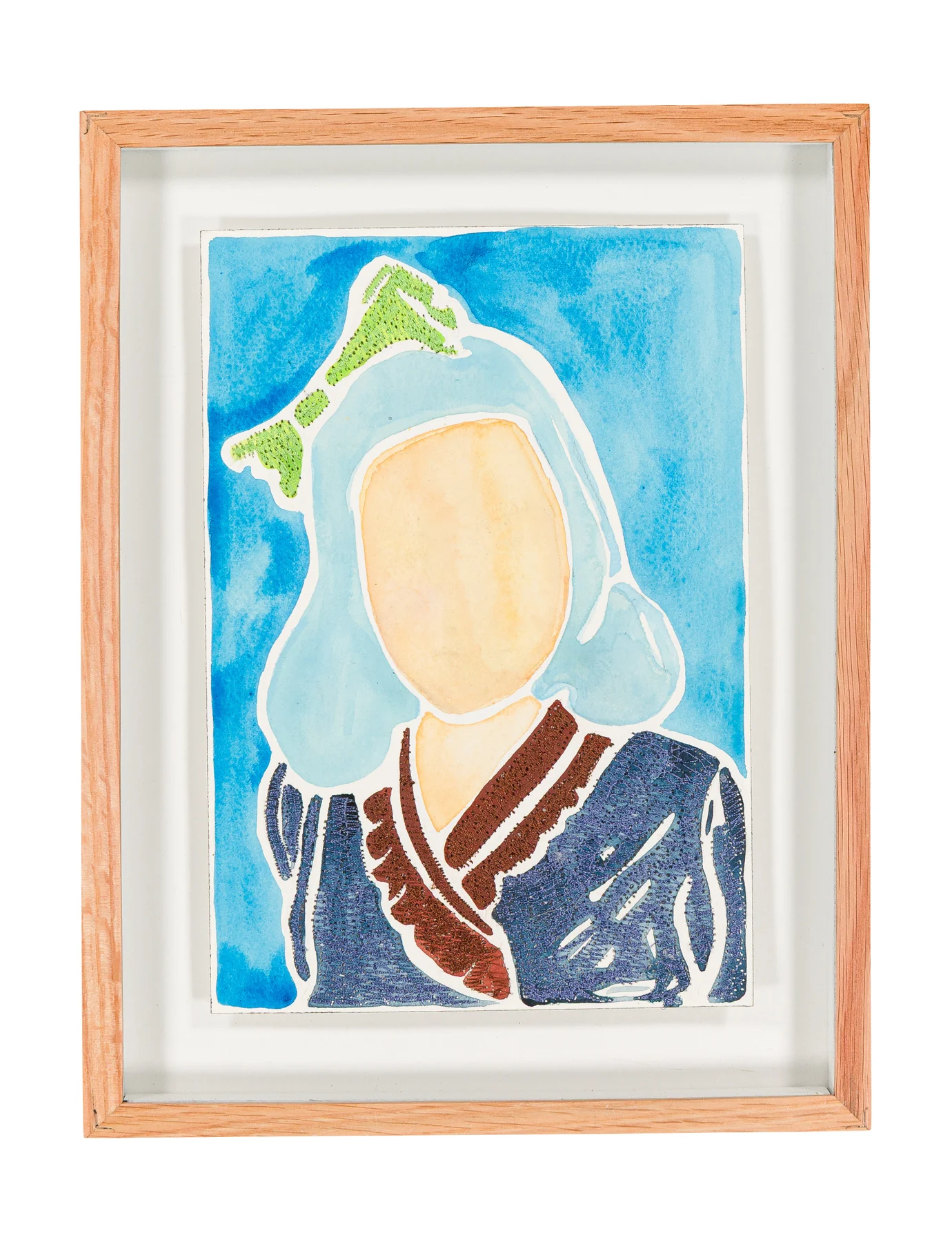 Studio Mogador 1947 - Signe 5, 2025. Watercolor and embroidery on Arches paper. 24 x 35 cm. Margaux Derhy