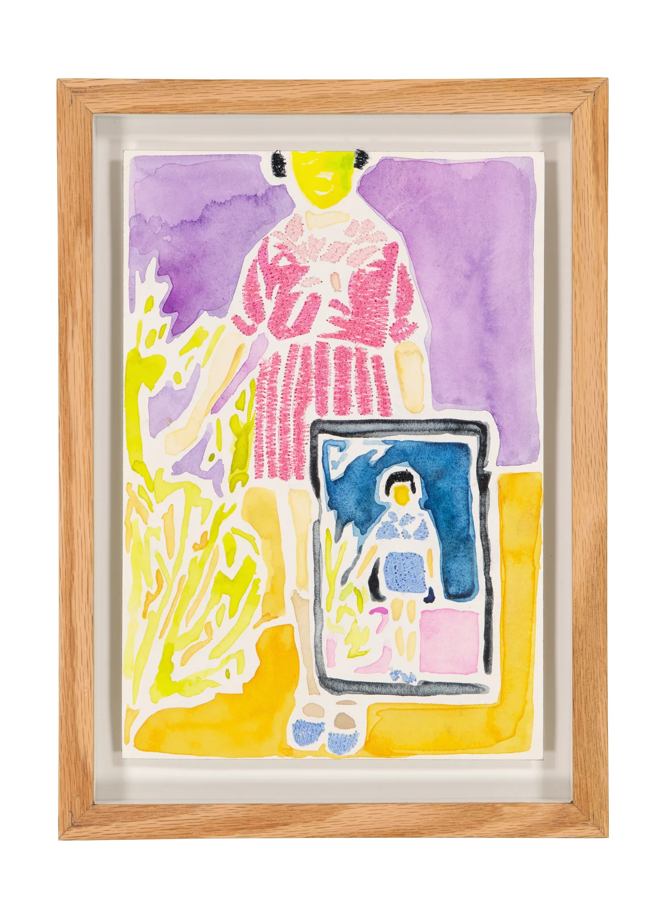 Tendres Boutons 13, 2024. Watercolor and embroidery on Arches paper. 18 x 26 cm. Margaux Derhy