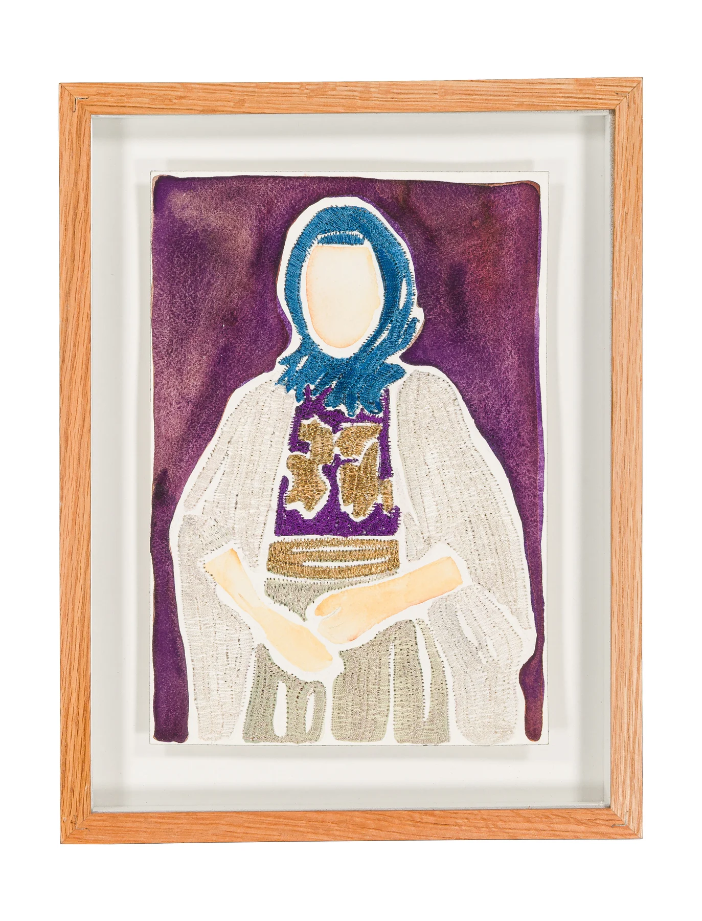 Mères Souveraines - dessin 1, 2025. Watercolor and embroidery on paper. 18 x 26 cm. Margaux Derhy