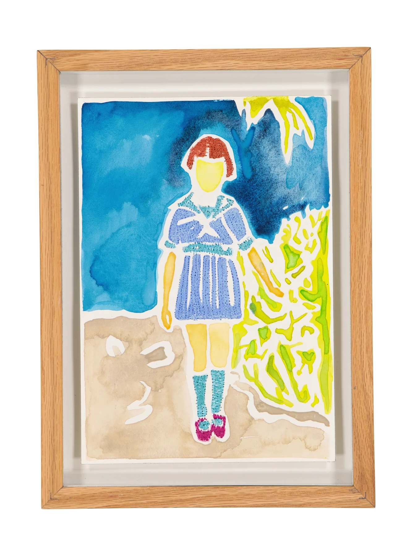 Tendres Boutons 6, 2024. Watercolor and embroidery on Arches paper. 18 x 26 cm. Margaux Derhy