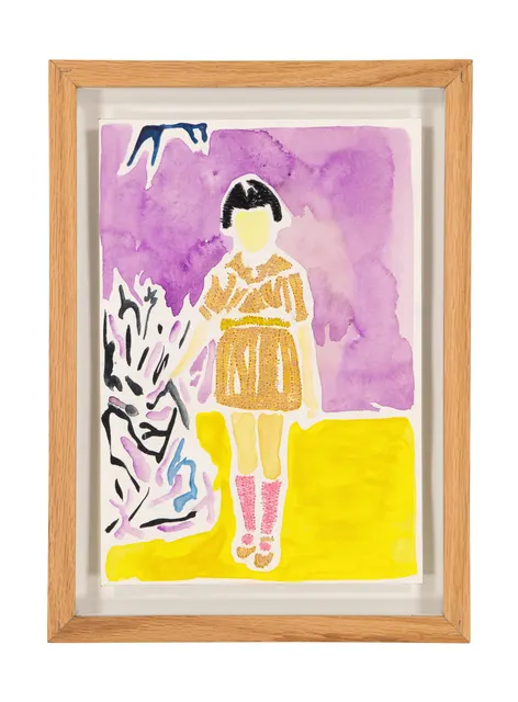 Tendres Boutons 14, 2024. Watercolor and embroidery on Arches paper. Margaux Derhy