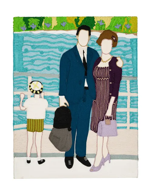 Archive de la tendresse masculine - To the one I love 4, 2025. Sfiffa embroidered by hand on cotton. Margaux Derhy