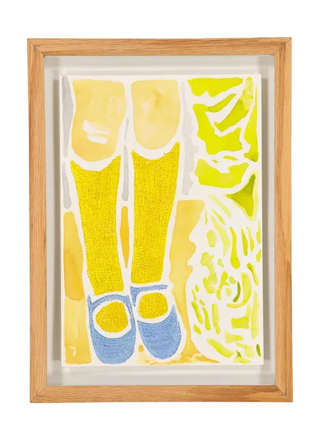 Tendres Boutons 8, 2024. Watercolor and embroidery on Arches paper. Margaux Derhy