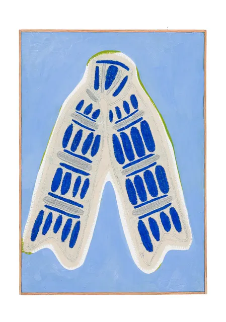 Studio Mogador 1947 - Dénouement 5, 2025. Oil painting and embroidery on sewn cotton. Margaux Derhy