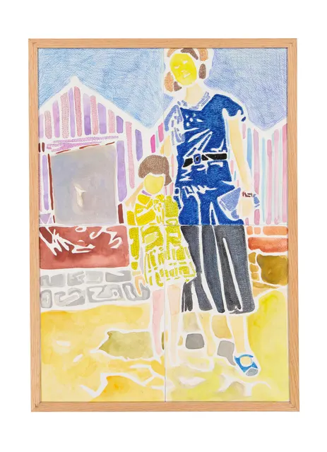 A mother's solace 22, 2024. Watercolor, ink and embroidery on paper. Margaux Derhy