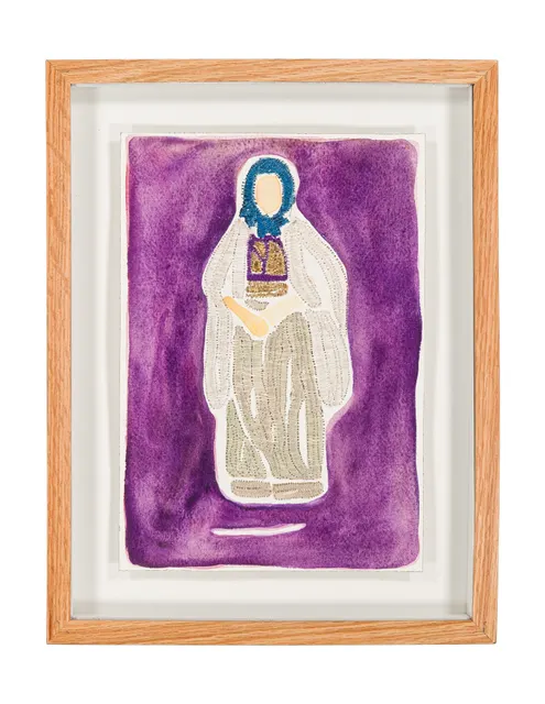 Mères Souveraines - dessin 3, 2025. Watercolor and embroidery on paper. Margaux Derhy