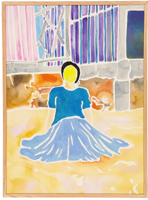 En Solitude 1, 2024. Watercolor and embroidery on paper. Margaux Derhy