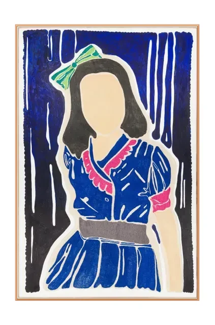 Studio Mogador 1947 - Régine enfant, 2025. Broderie et peinture sur coton. Margaux Derhy