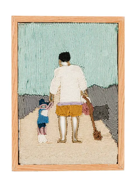 Archives de la tendresse masculine - Laszlo et Hugo 2, 2026. Sfiffa embroidered by hand on cotton. Margaux Derhy