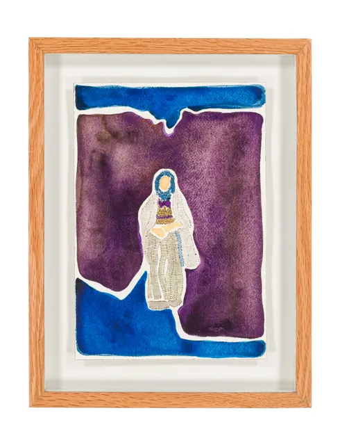 Mères Souveraines - dessin 4, 2025. Watercolor and embroidery on paper. Margaux Derhy