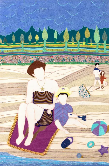 Et que Lydia s'en souvienne, 2024. Embroidery and sfiffa by hand on linen. Margaux Derhy