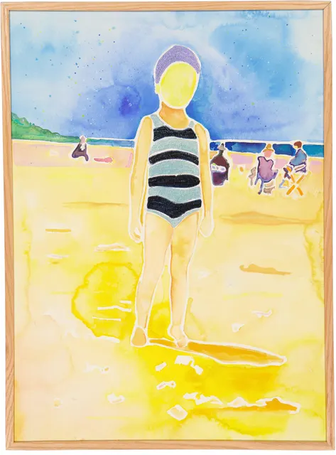 En Solitude 2, 2024. Watercolor and embroidery on paper. Margaux Derhy