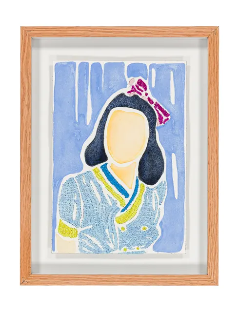 Studio Mogador 1947 - Signe 4, 2025. Watercolor and embroidery on Arches paper. Margaux Derhy