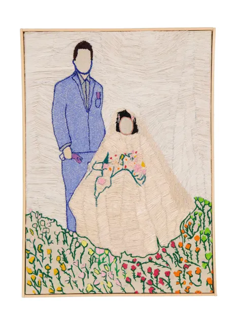 La couleur de l'amour, 2023. Broderie à la main sur toile de lin. Margaux Derhy