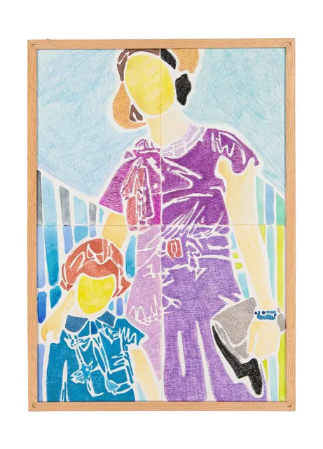 A mother's solace 21, 2024. Watercolor, ink and embroidery on paper. Margaux Derhy