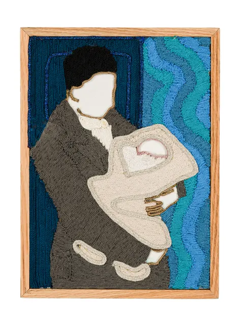 Archives de la tendresse masculine - Celui qui me protège 1, 2026. Sfiffa embroidered by hand on cotton. Margaux Derhy